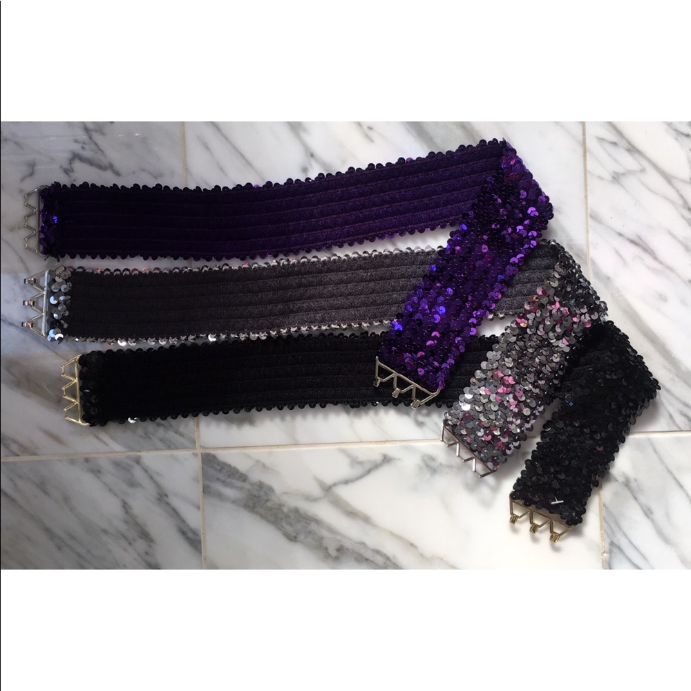 SILVER, PURPLE& BLACK SEQUINS BELTS - Picture 2 of 4